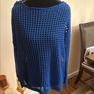 Blue Knit Poncho